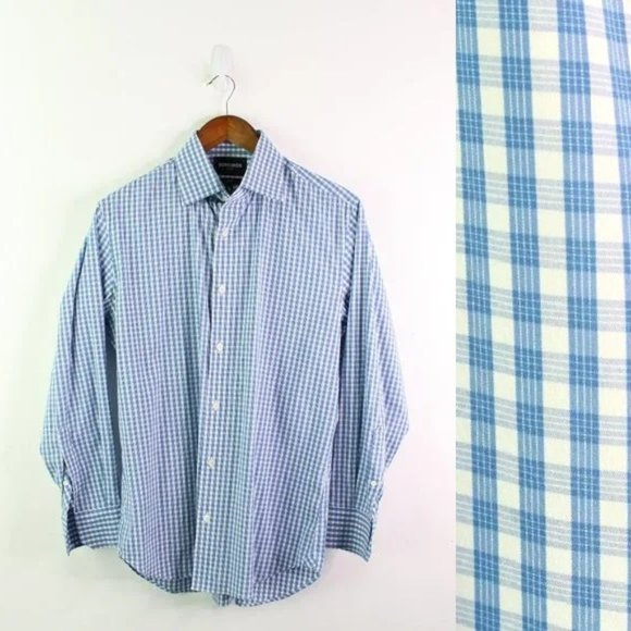 Bonobos Other - Bonobos Stretch Slim Fit Check Print Shirt Blue 16"